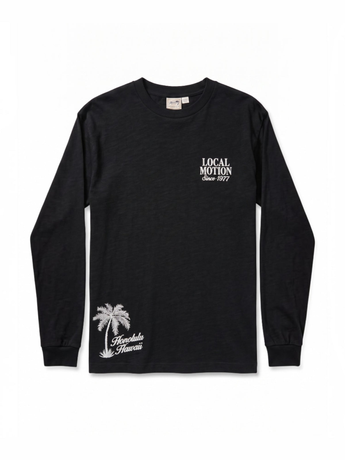 スラブ刺繍ロングTシャツ - BLK
