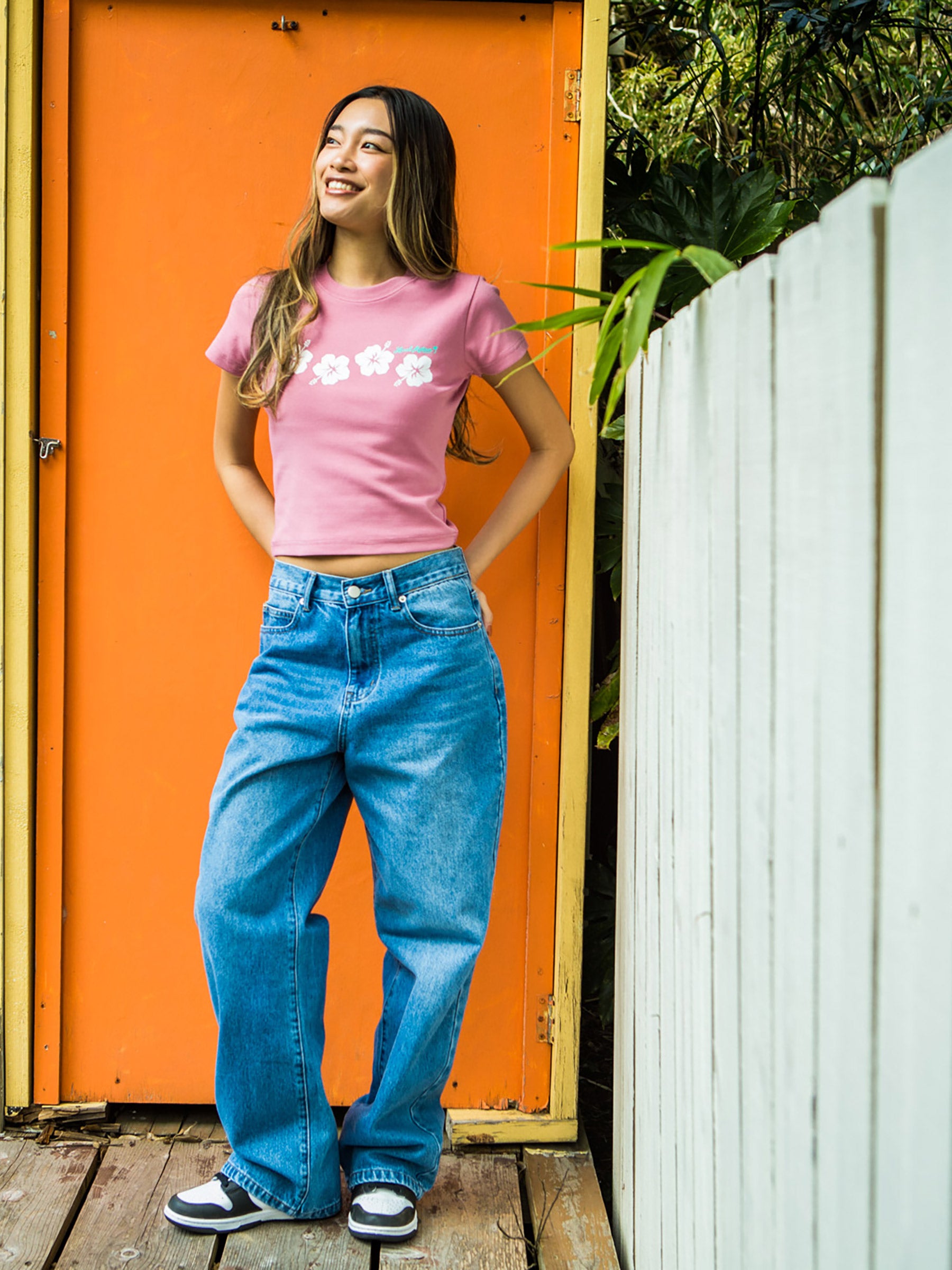 ハイビスカスプリントTシャツ - PNK