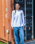 アロハハワイサークル刺繍ロングTシャツ - WHT