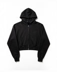 ステッチロゴクロップドジップフーディー - BLK