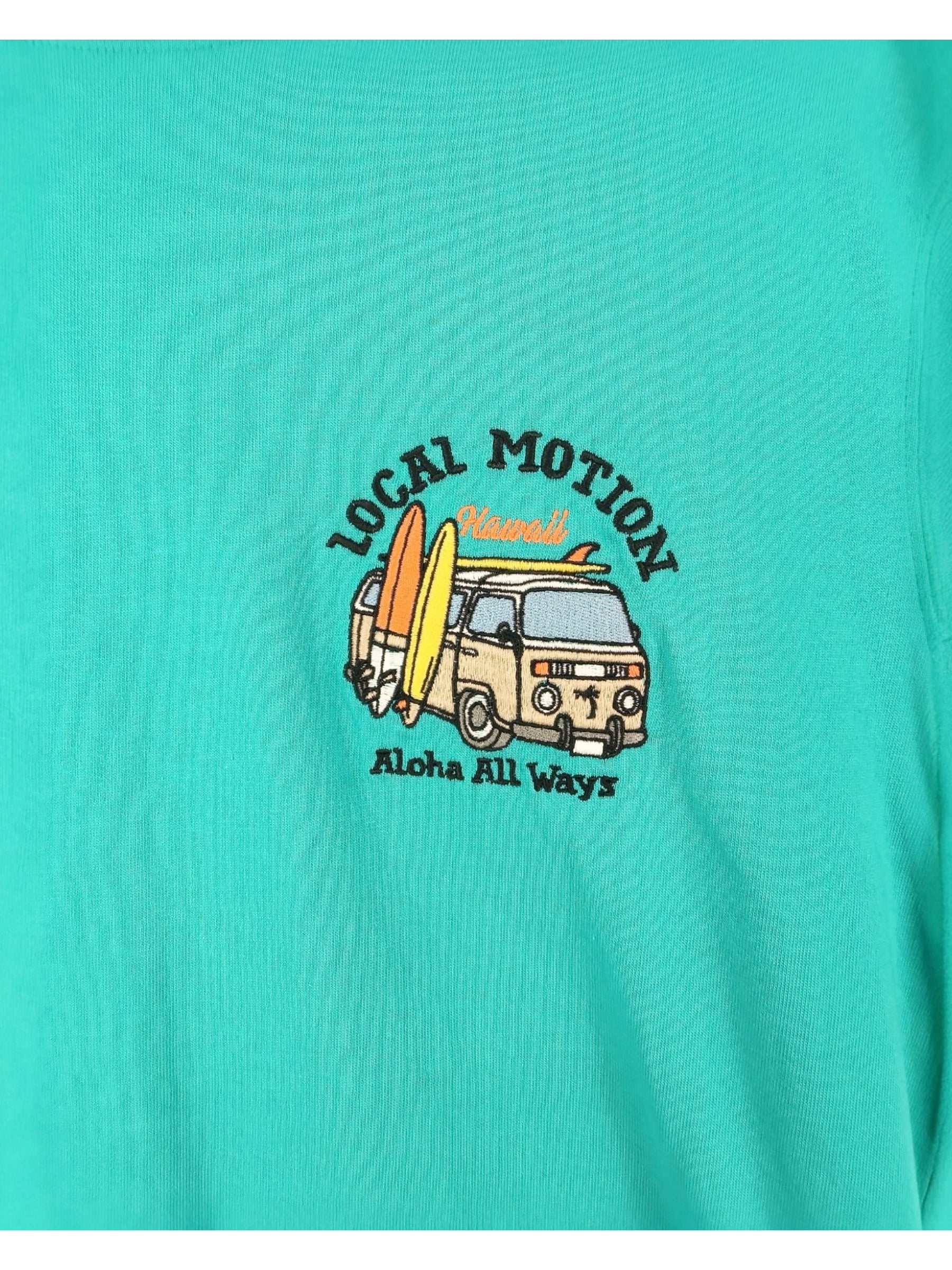 バス柄サガラ刺繍Tシャツ - BGRN