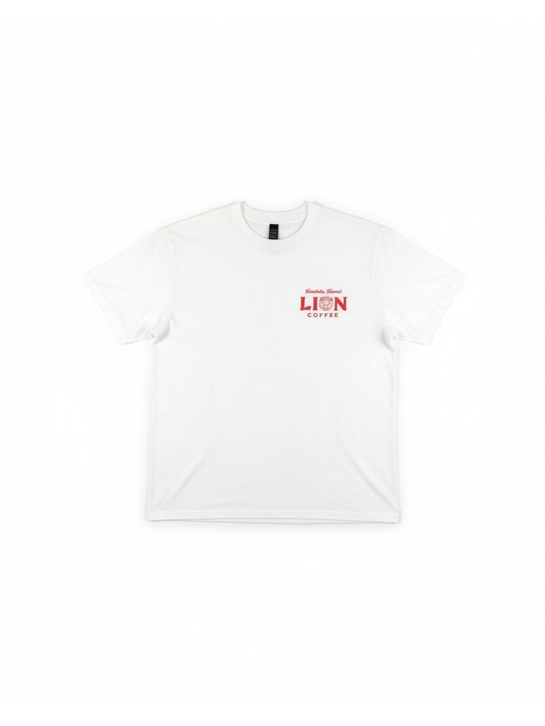 ライオンコーヒー別注Tシャツ アイランドチェーンパラカ - WHT/RED