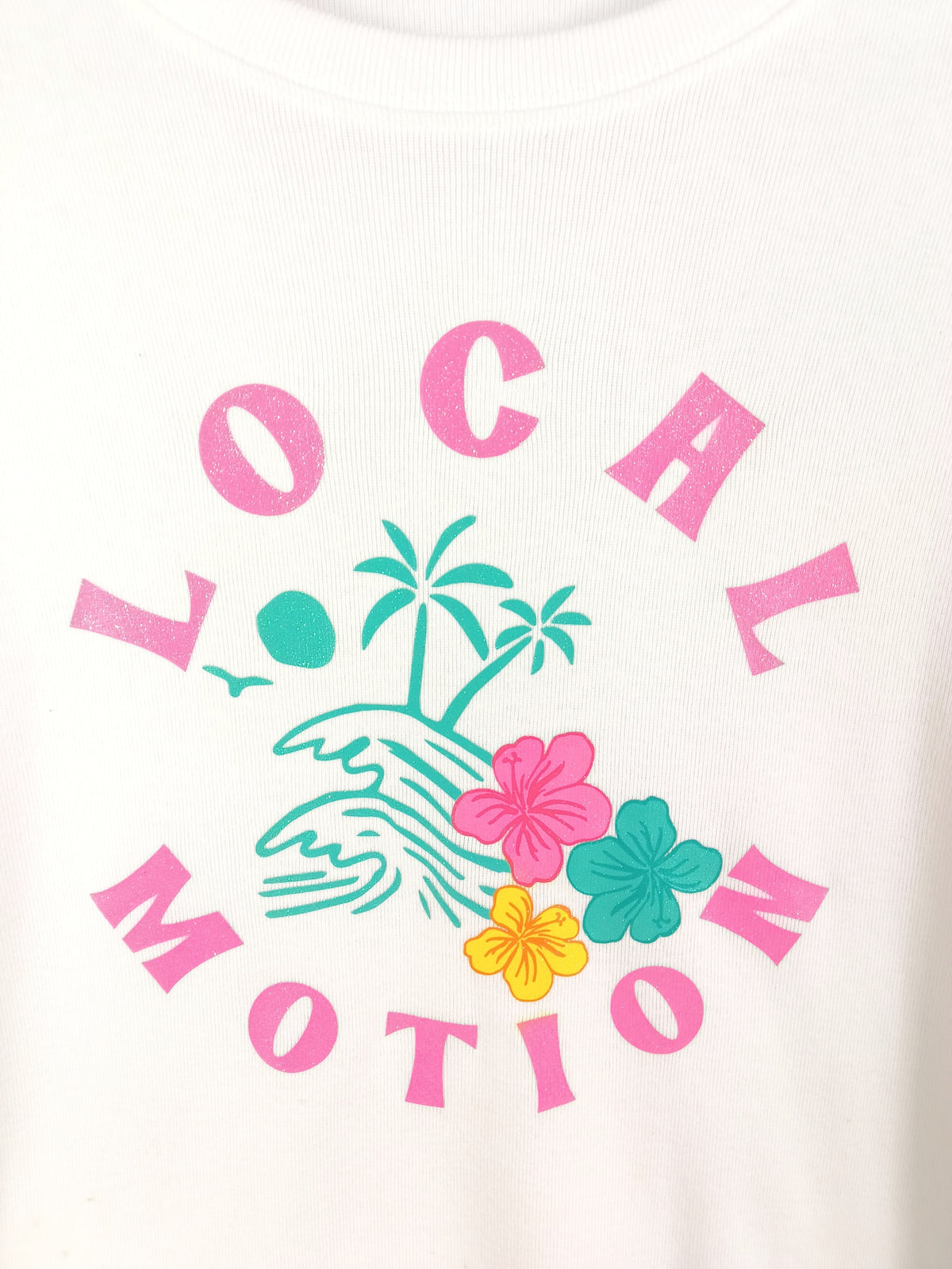ラメプリントフライスミニ長袖Tシャツ -  WHT