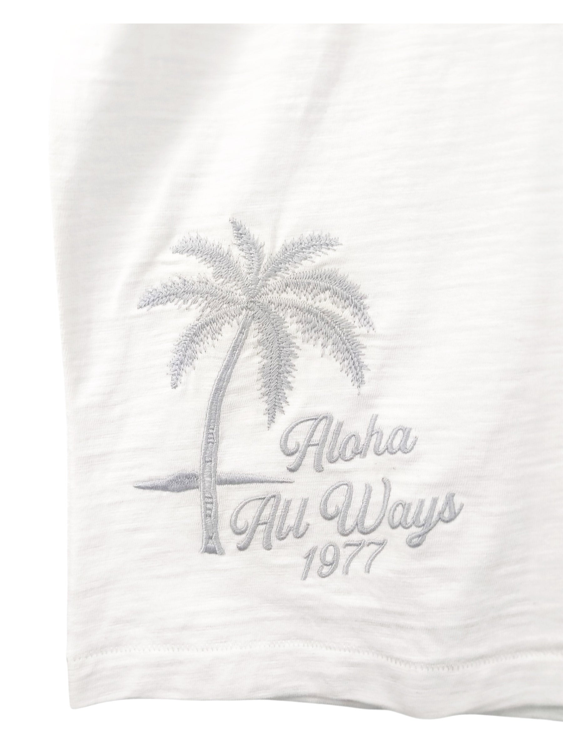 スラブ刺繍Tシャツ - WHT