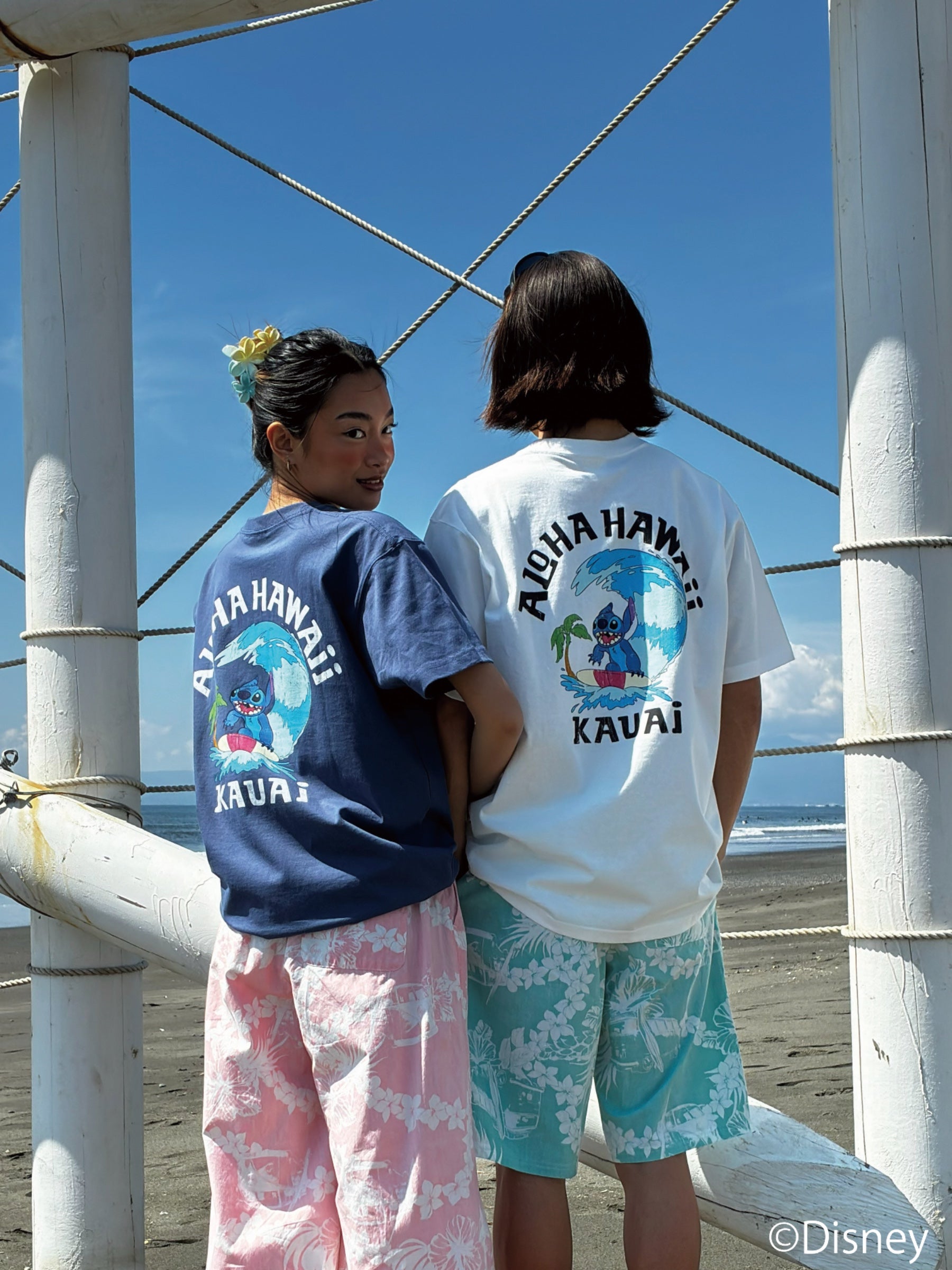スティッチアーチプリントTシャツ - WHT