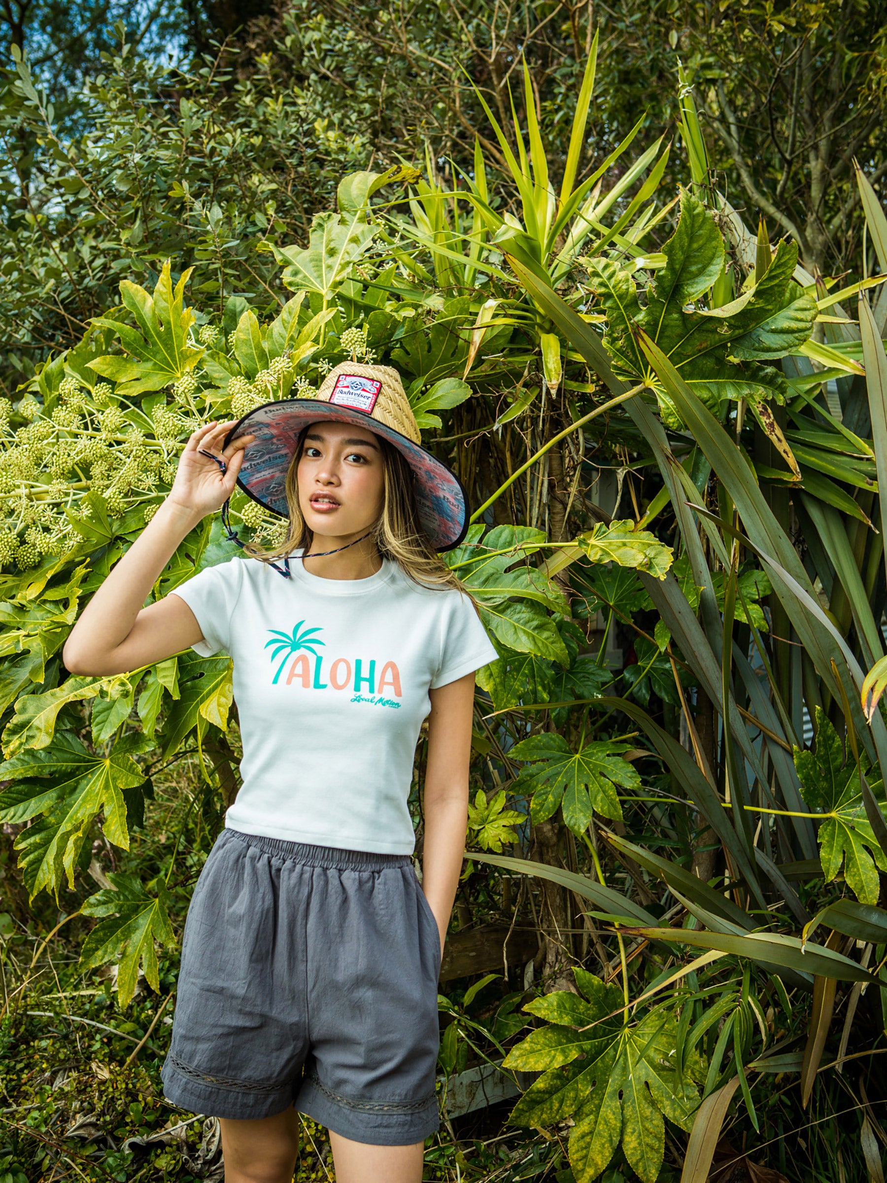 パームアロハプリントTシャツ - WHT