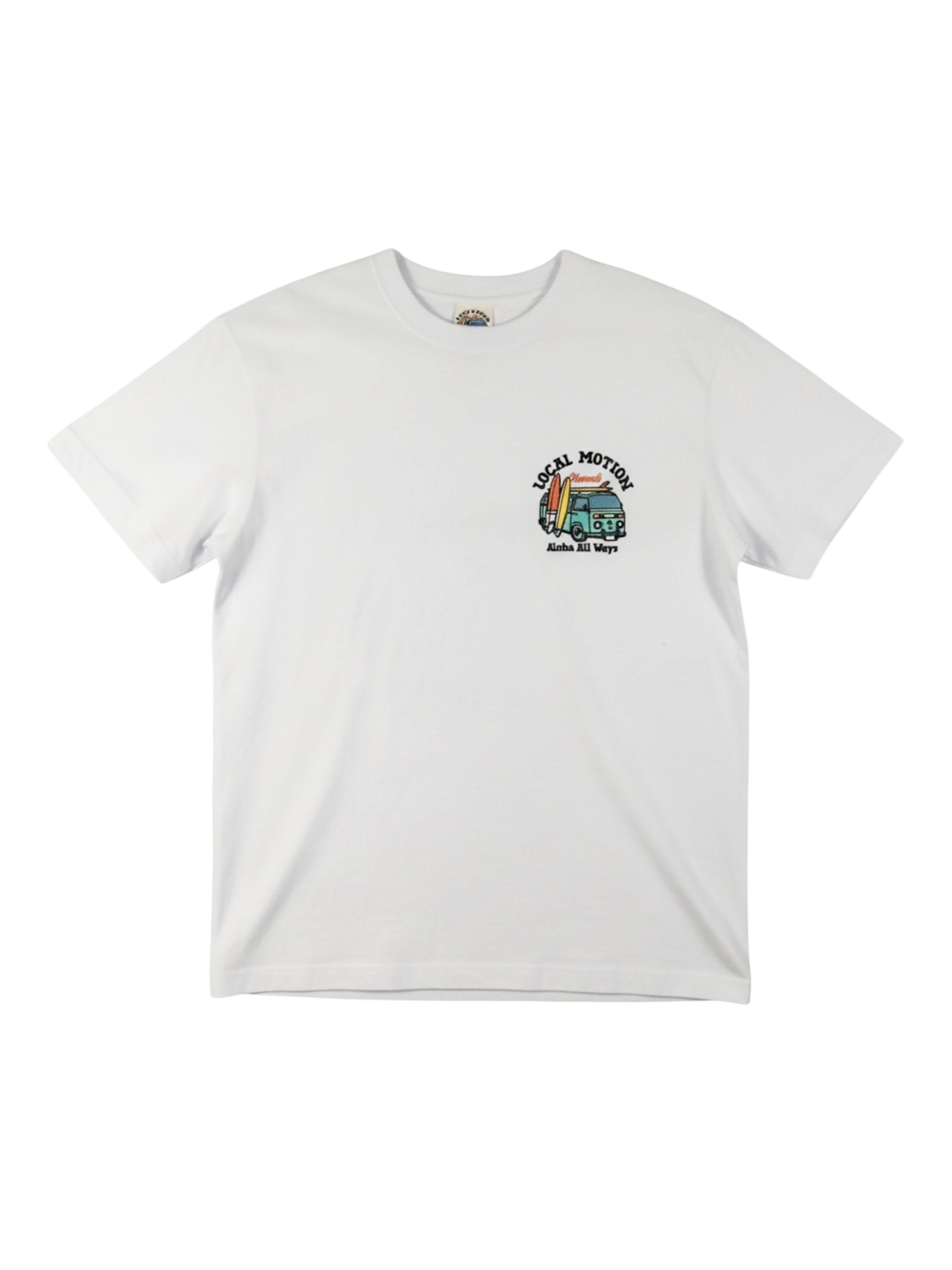 バス柄サガラ刺繍Tシャツ - WHT