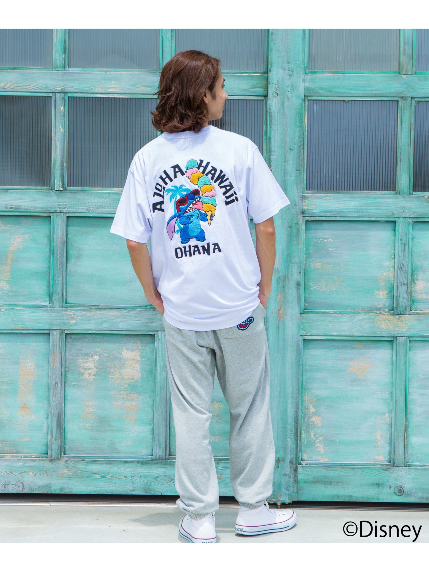 スティッチサガラ刺繍Tシャツ - WHT