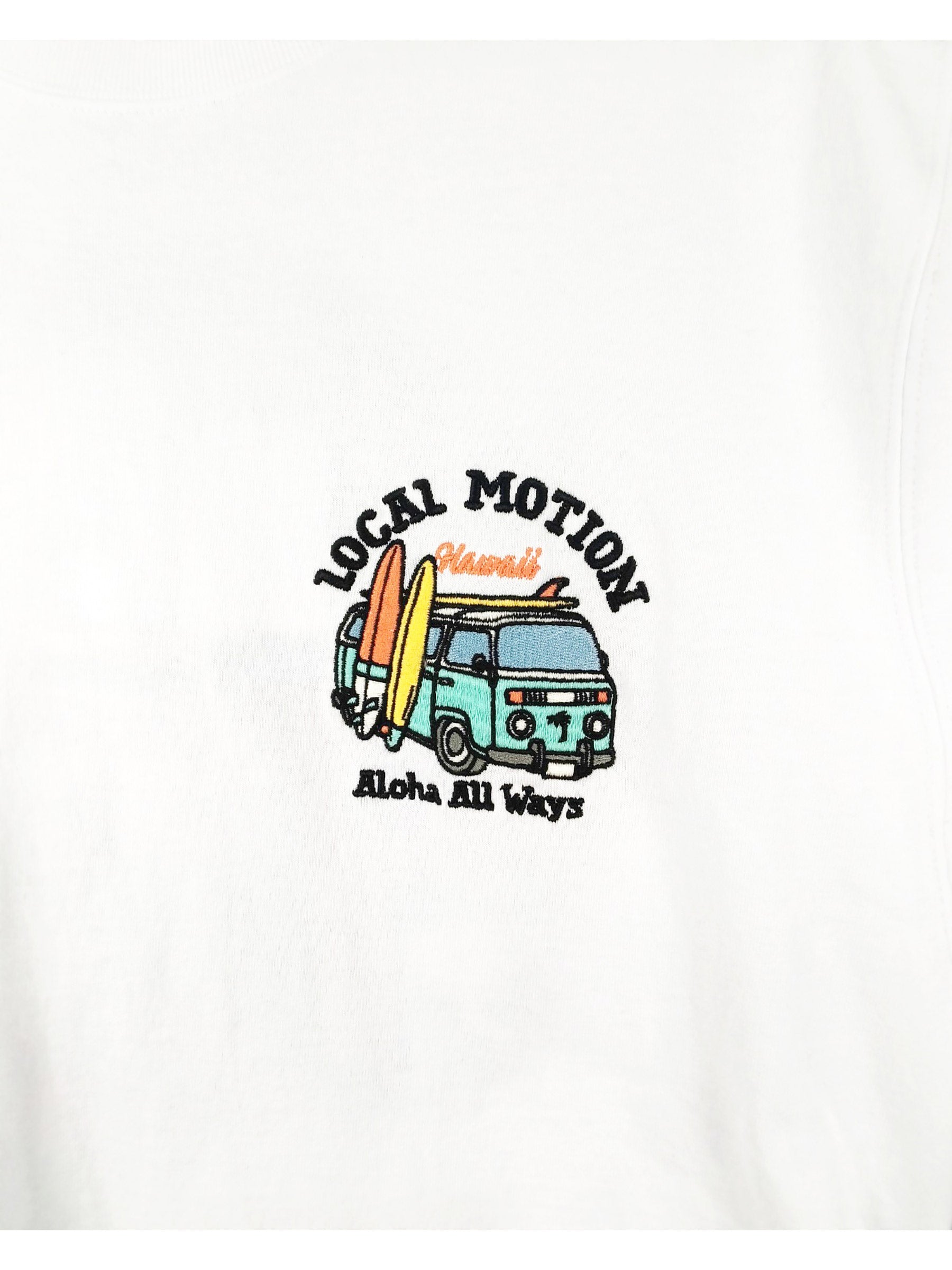 バス柄サガラ刺繍Tシャツ - WHT