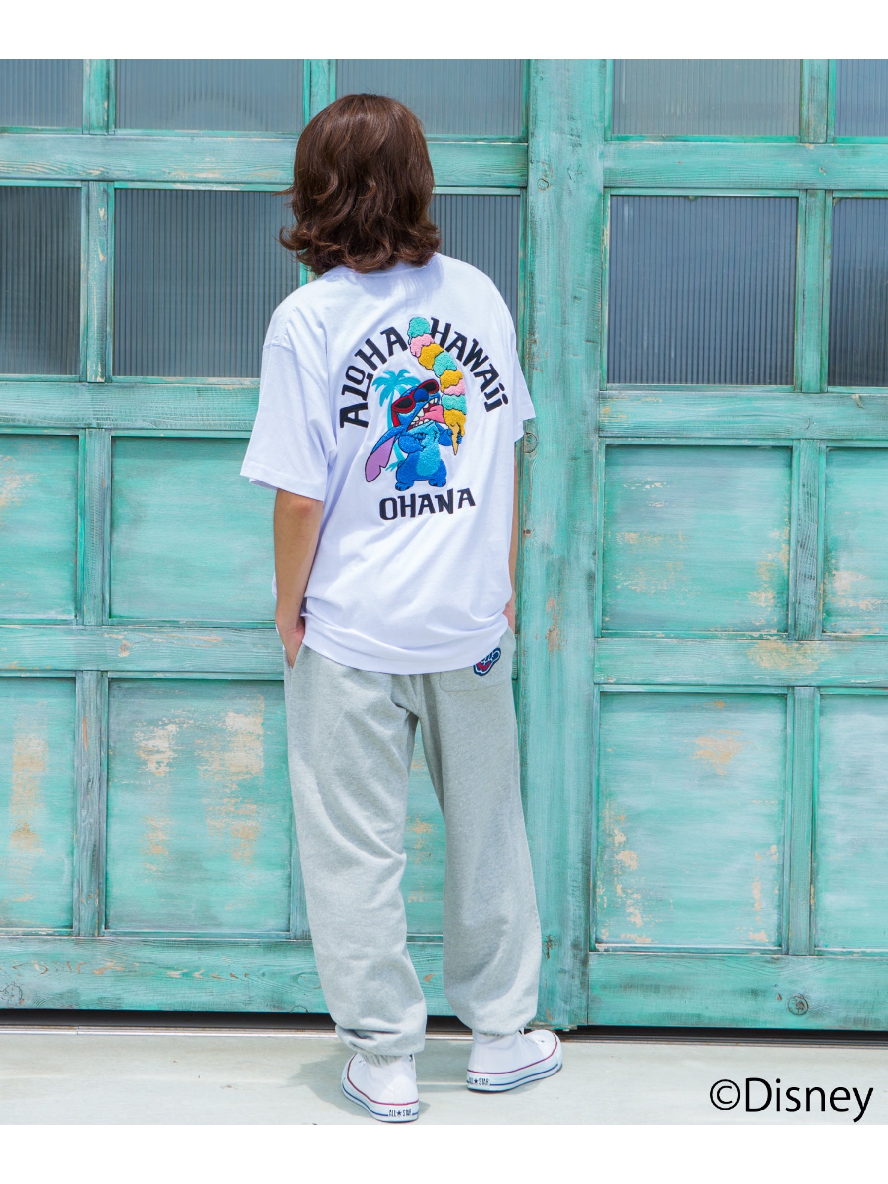 スティッチサガラ刺繍Tシャツ - WHT