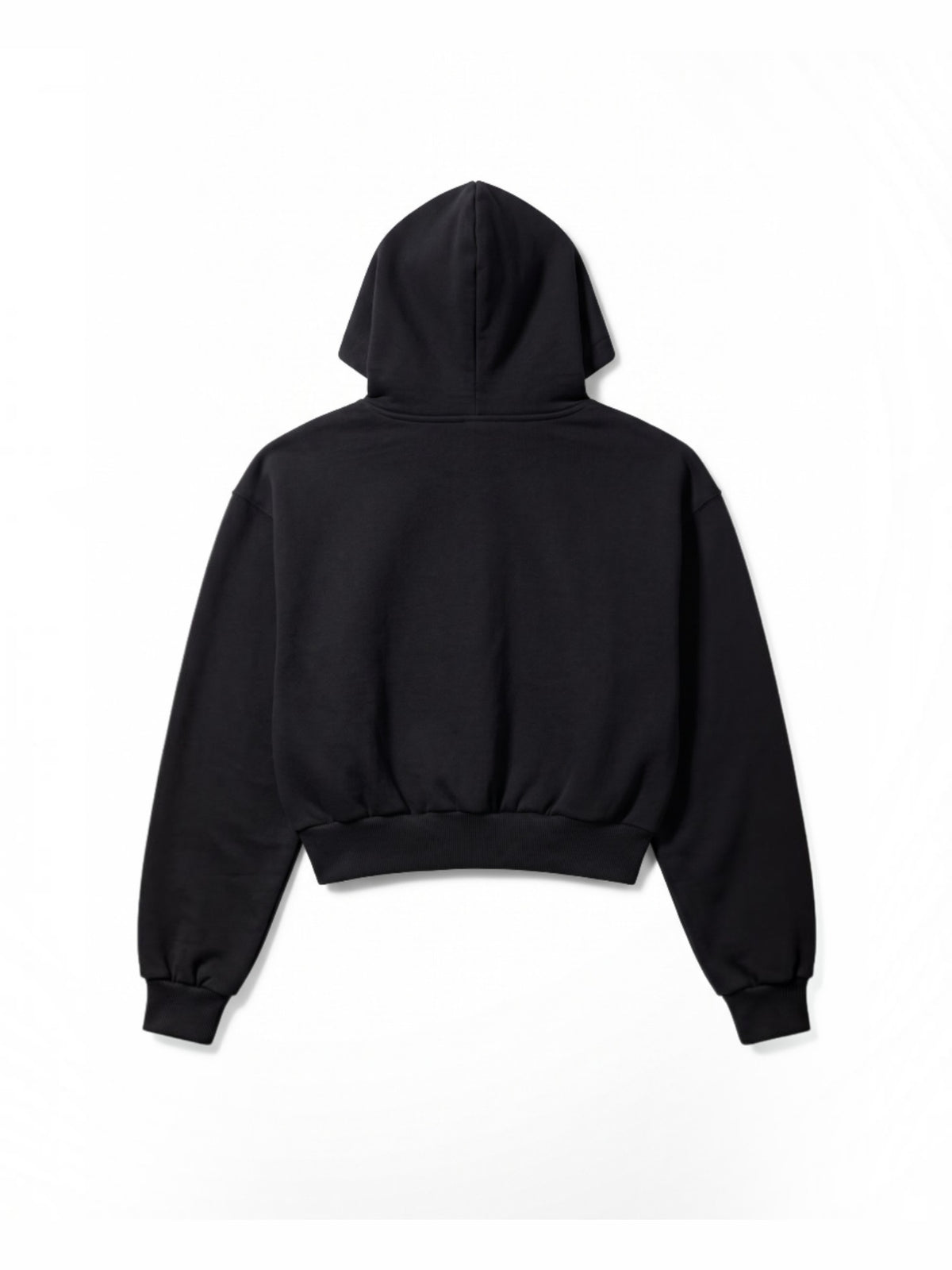 ステッチロゴクロップドジップフーディー - BLK