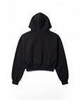 ステッチロゴクロップドジップフーディー - BLK
