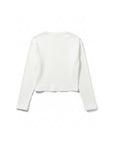 ラメプリントフライスミニ長袖Tシャツ -  WHT