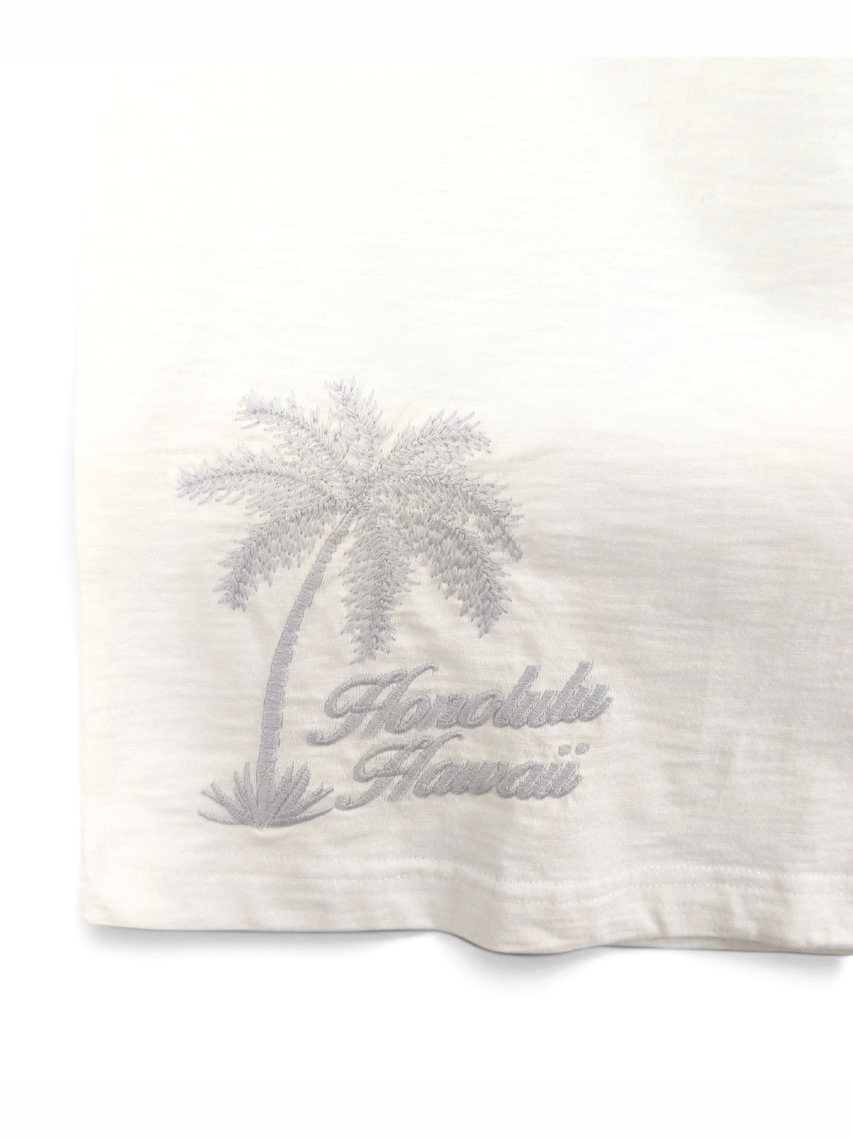 スラブ刺繍ロングTシャツ - WHT