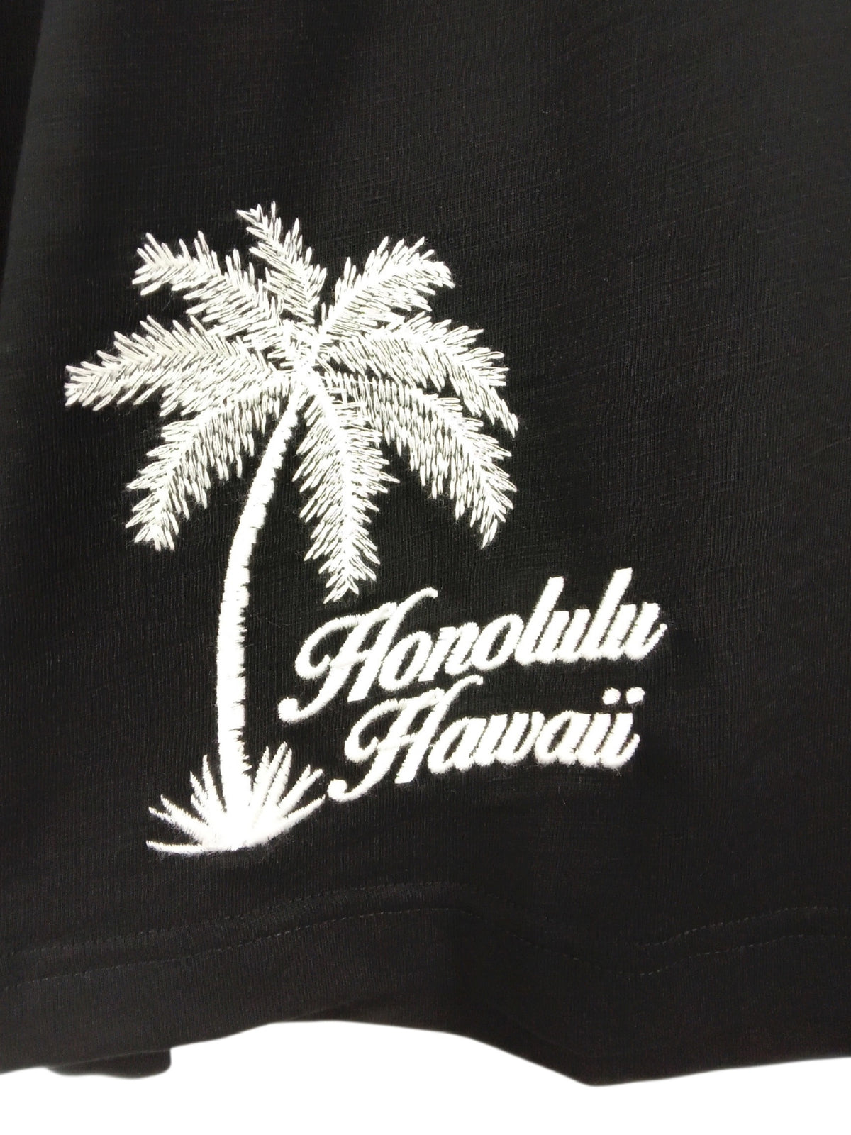 スラブ刺繍ロングTシャツ - BLK