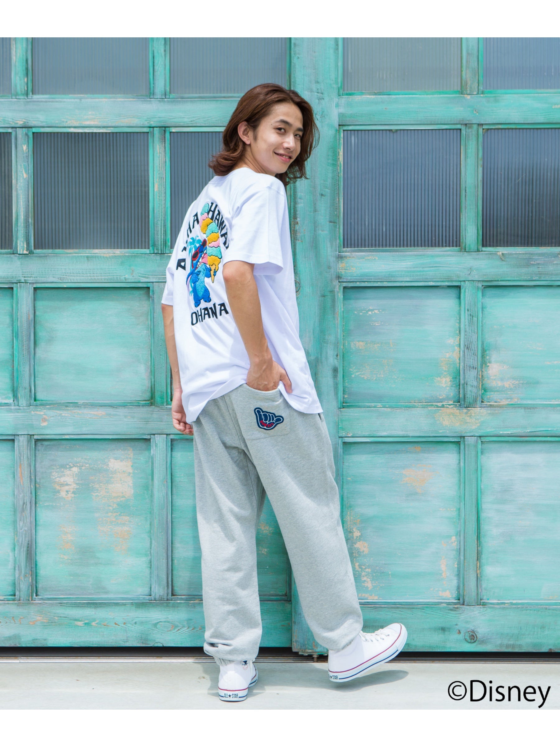 スティッチサガラ刺繍Tシャツ - WHT