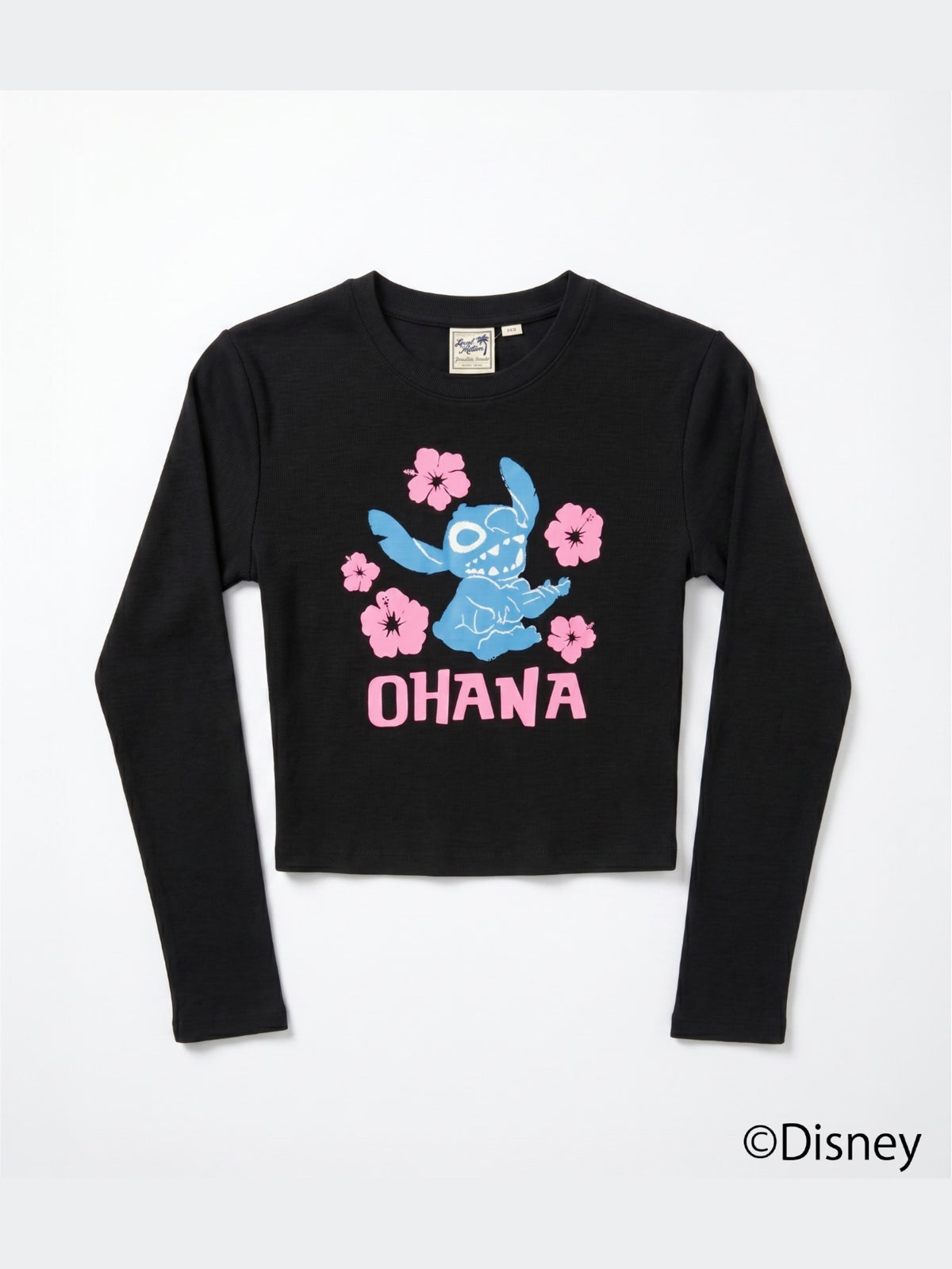 スティッチハイビスカスミニ長袖Tシャツ - BLK