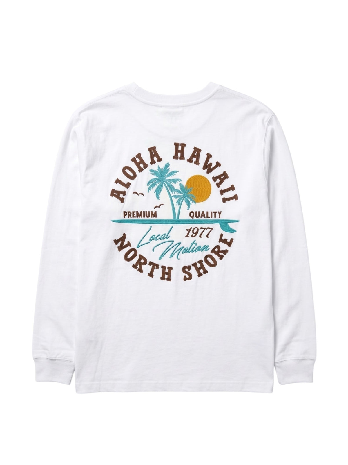 アロハハワイサークル刺繍ロングTシャツ - WHT
