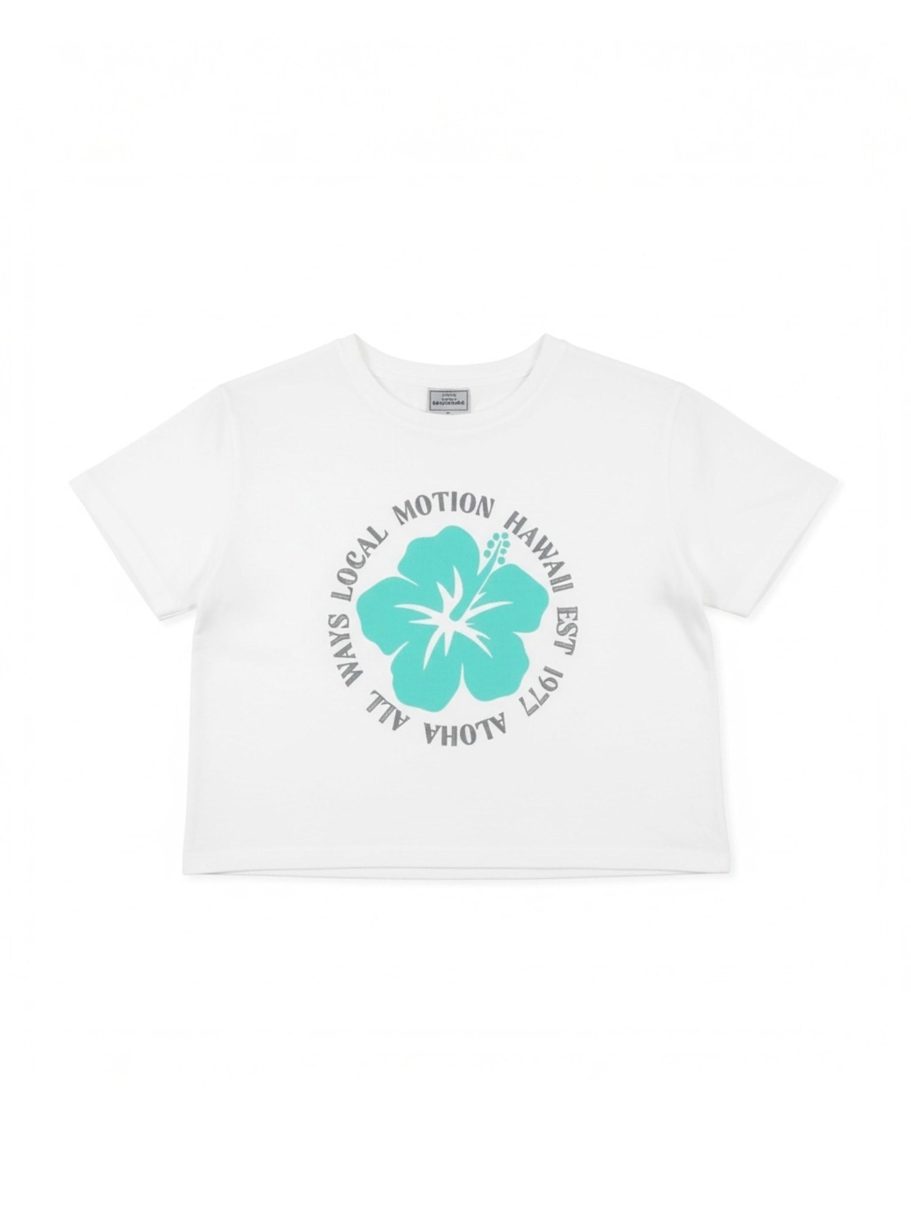 ハイビスカスサークルステッチTシャツ - WHT