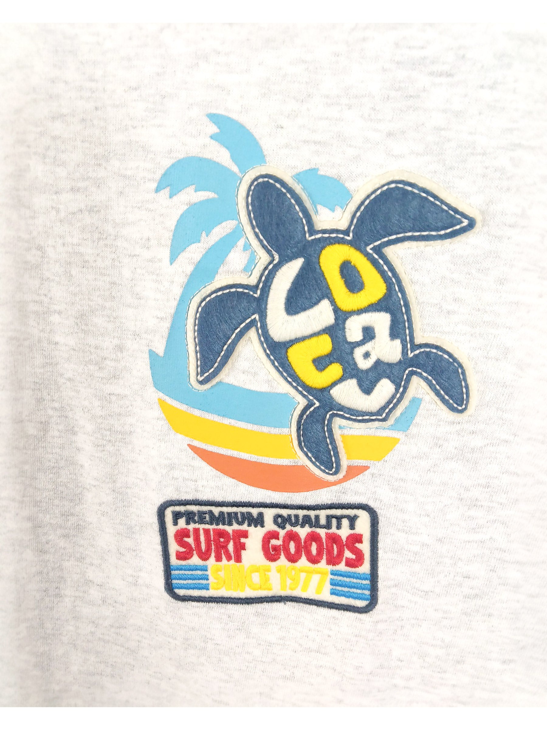 ホヌ柄切リ貼リワッペンTシャツ