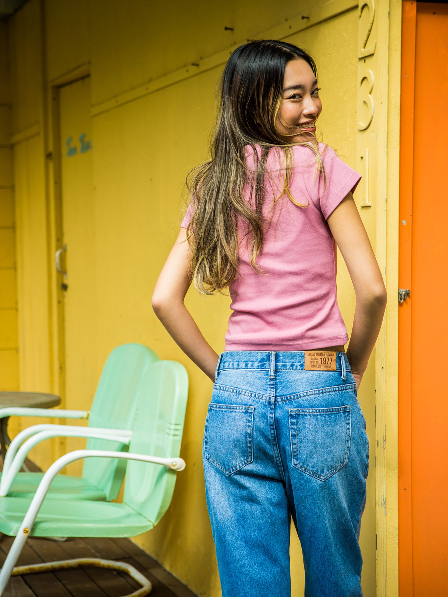 ハイビスカスプリントTシャツ - PNK