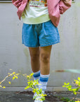 FLARE DENIM SHORTS