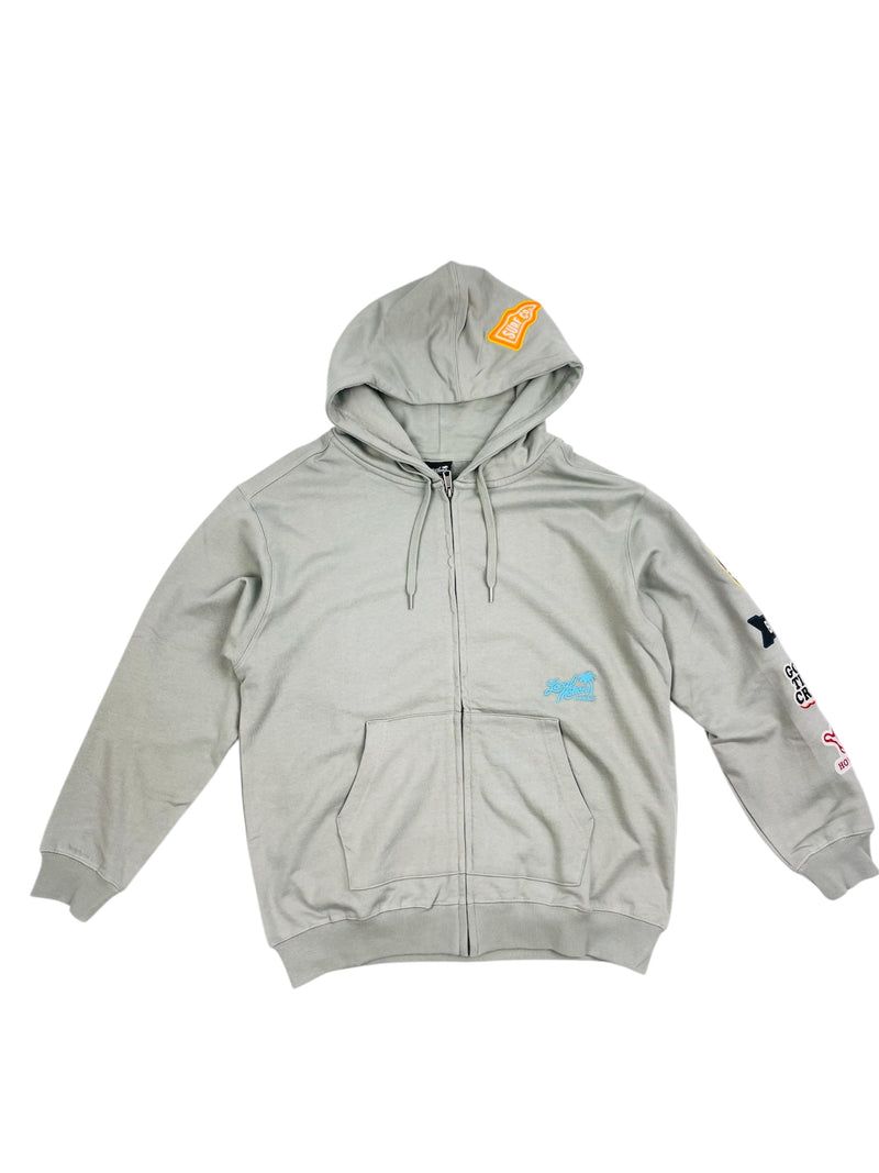 EMBLEM PATCH ZIP HOODIE