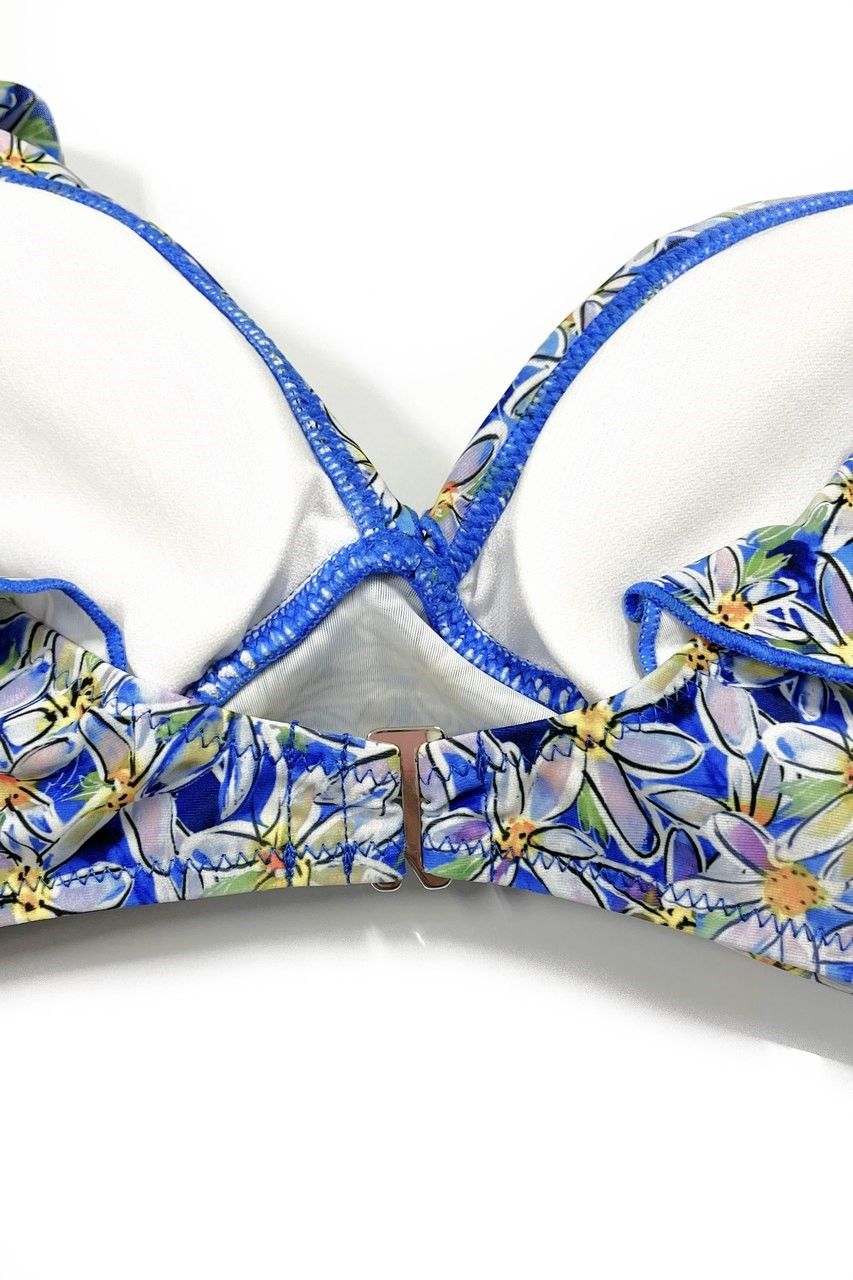 DAISIES SHOULDER FRILL BIKINI TOP